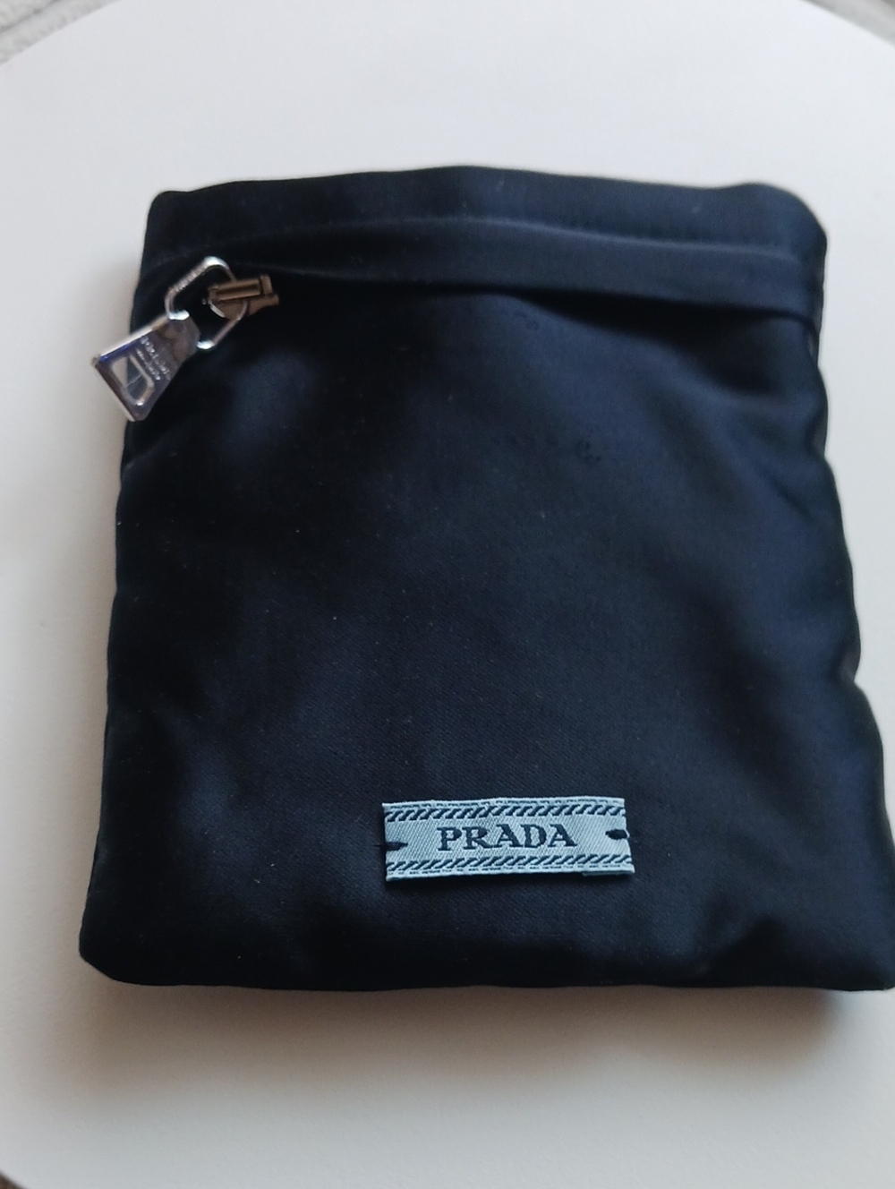 Prada Black Nylon Zip Pouch with Silver Hardware